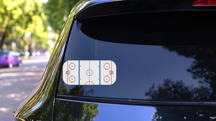 Hockey Ice Rink Sticker on a Rear Car Window (New) example