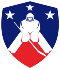 Hockey Logo On American Flag Background Sticker