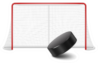 Hockey Net And Hockey Puck Illustration Sticker