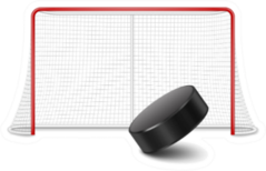 Hockey Net And Hockey Puck Illustration Sticker