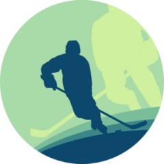 Hockey Player Abstract On Green Sticker