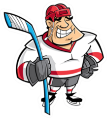 Hockey Player Buff Cartoon Sticker