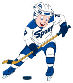 Hockey Player Cartoon Character Isolated On White Sticker