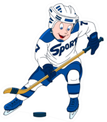Hockey Player Cartoon Character Isolated On White Sticker