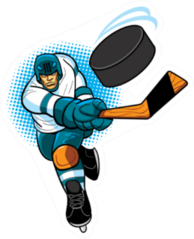 Hockey Player Cool Pop Art Style Sticker