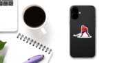 Hockey Player Illustration In Red Jersey Sticker on a Phone (New) example