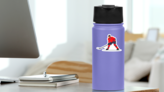 Hockey Player Illustration In Red Jersey Sticker on a Water Bottle (New) example