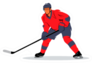 Hockey Player Illustration In Red Jersey Sticker