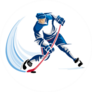 Hockey Player Illustration With Blue Swoosh Sticker