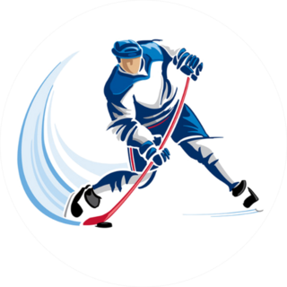Hockey Player Illustration With Blue Swoosh Sticker