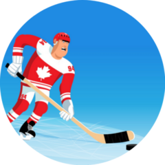 Hockey Player Is Leading Puck Canadian Uniform Sticker