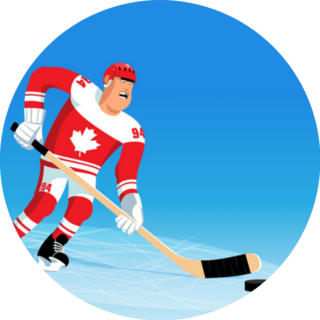 Hockey Player Is Leading Puck Canadian Uniform Sticker