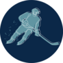 Hockey Player Line Drawing In Blue Sticker