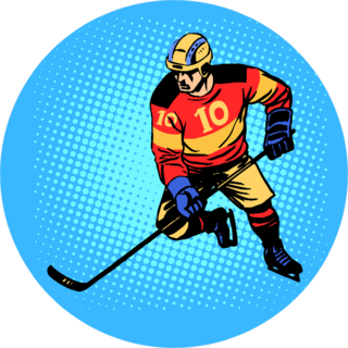 Hockey Player Number 10 On Blue Graphic Sticker