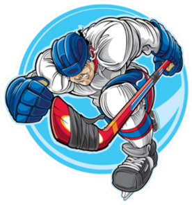 Hockey Player Strong Cartoon Sticker