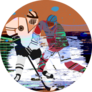 Hockey Players In A Gamble Abstract Style Sticker