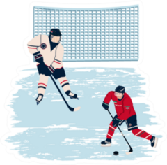 Hockey Players Painted By Net Sticker