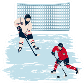Hockey Players Painted By Net Sticker