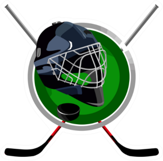 Hockey Puck and Green Helmet In The Form Of Sticks Sticker