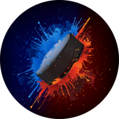 Hockey Puck Red and Blue Sticker