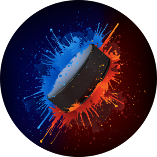 Hockey Puck Red and Blue Sticker