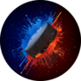 Hockey Puck Red and Blue Sticker