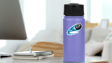 Hockey Puck With Swoosh Effect Sticker on a Water Bottle (New) example