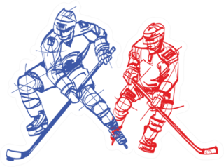 Hokey Players Sketch Blue and Red Sticker