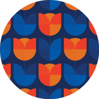 Holland Blue And Orange Tulip Flower Seamless Pattern Sticker