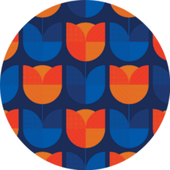 Holland Blue And Orange Tulip Flower Seamless Pattern Sticker