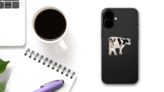 Holstein Cow, Standing In Front Of White Background Sticker on a Phone (New) example