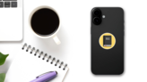 Holy Bible Icon On Yellow Sticker on a Phone (New) example
