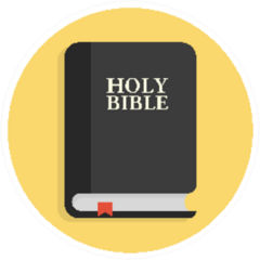 Holy Bible Icon On Yellow Sticker