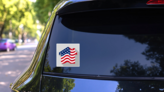 Home Icon as the American Flag Sticker on a Rear Car Window (New) example