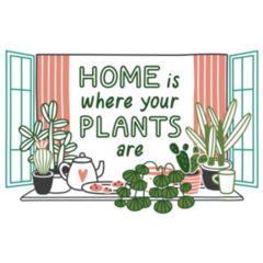 Home Is Where Your Plants Are Colorful Illustration Sticker