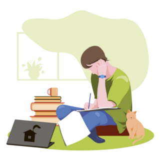 Home Working Man Sitting With Crossed Legs Sticker