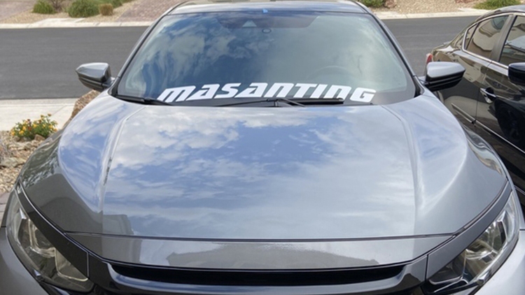 Honda with Custom Windshield Lettering