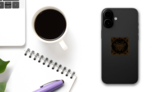 Honey Bee Gold Art Deco Frame Sticker on a Phone (New) example