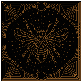 Honey Bee Gold Art Deco Frame Sticker