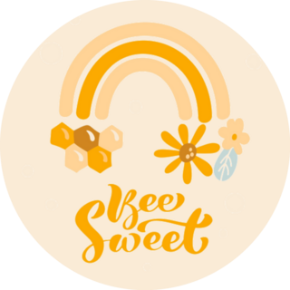 Honey Rainbow Bee Sweet Lettering Sticker