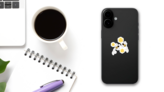 Honeycomb Beehive Bee Cartoon Sticker on a Phone (New) example