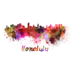 Honolulu Skyline In Watercolor Sticker
