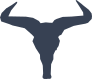 Hooked Bull Cow Horns Skull Sticker