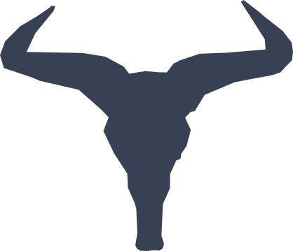 Hooked Bull Cow Horns Skull Sticker