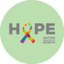 Hope Autism Awareness Month Ribbon Lettering Sticker