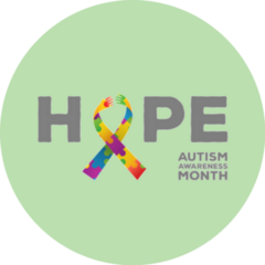Hope Autism Awareness Month Ribbon Lettering Sticker