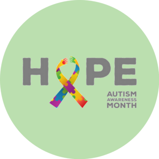 Hope Autism Awareness Month Ribbon Lettering Sticker