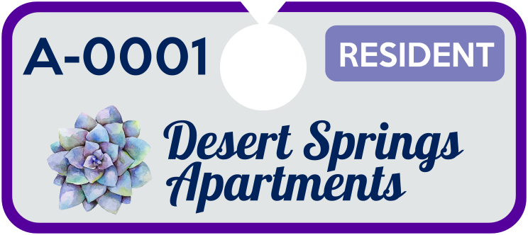 Horizontal Apartment Hang Tag Parking Permit