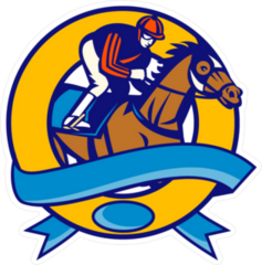 Horse And Jockey Racing Banner Sticker