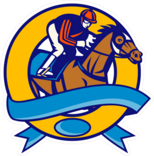 Horse And Jockey Racing Banner Sticker
